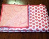 Sale--Pink Ombre Dots Blanket with Baby Pink Snuggle--Toddler or Baby 40" x 48"