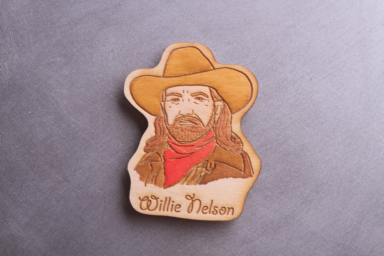 Wooden Willie Nelson Magnet