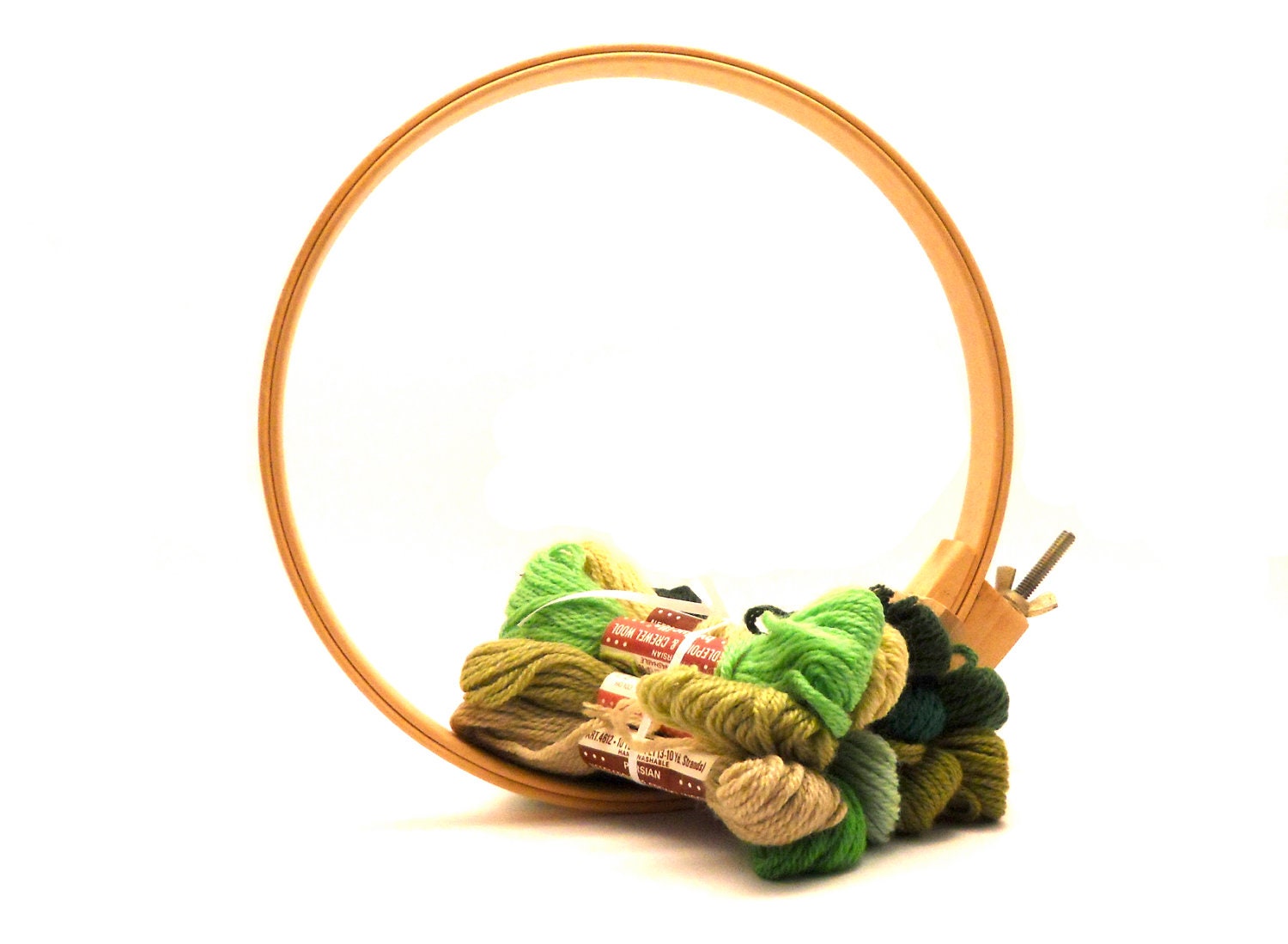 Eat Your Greens - Mixed Green Wool Crewel Yarn - One Bundle