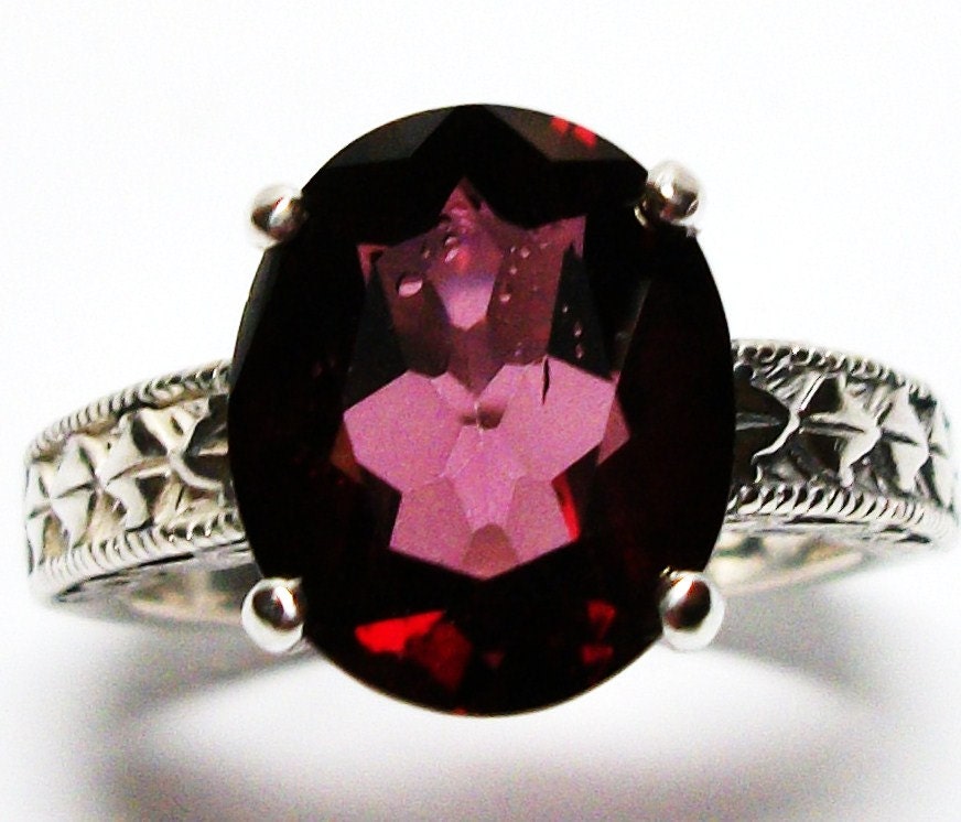 Red topaz ring, burgundy topaz ring s 7 "Burgundy Summer"