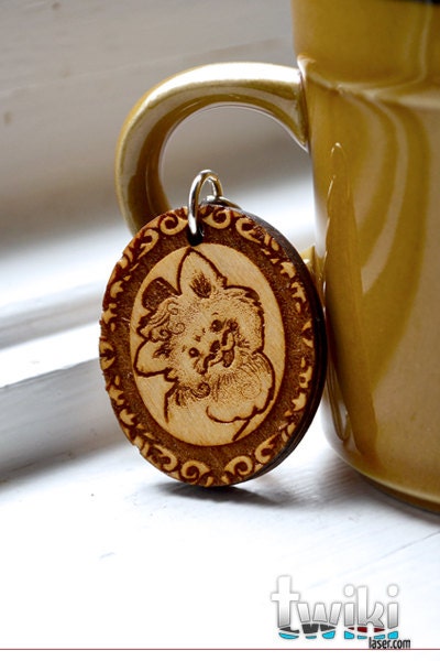 MOVEMBER Laser cut and engraved Mustache Red Panda wood keyring OR pendant