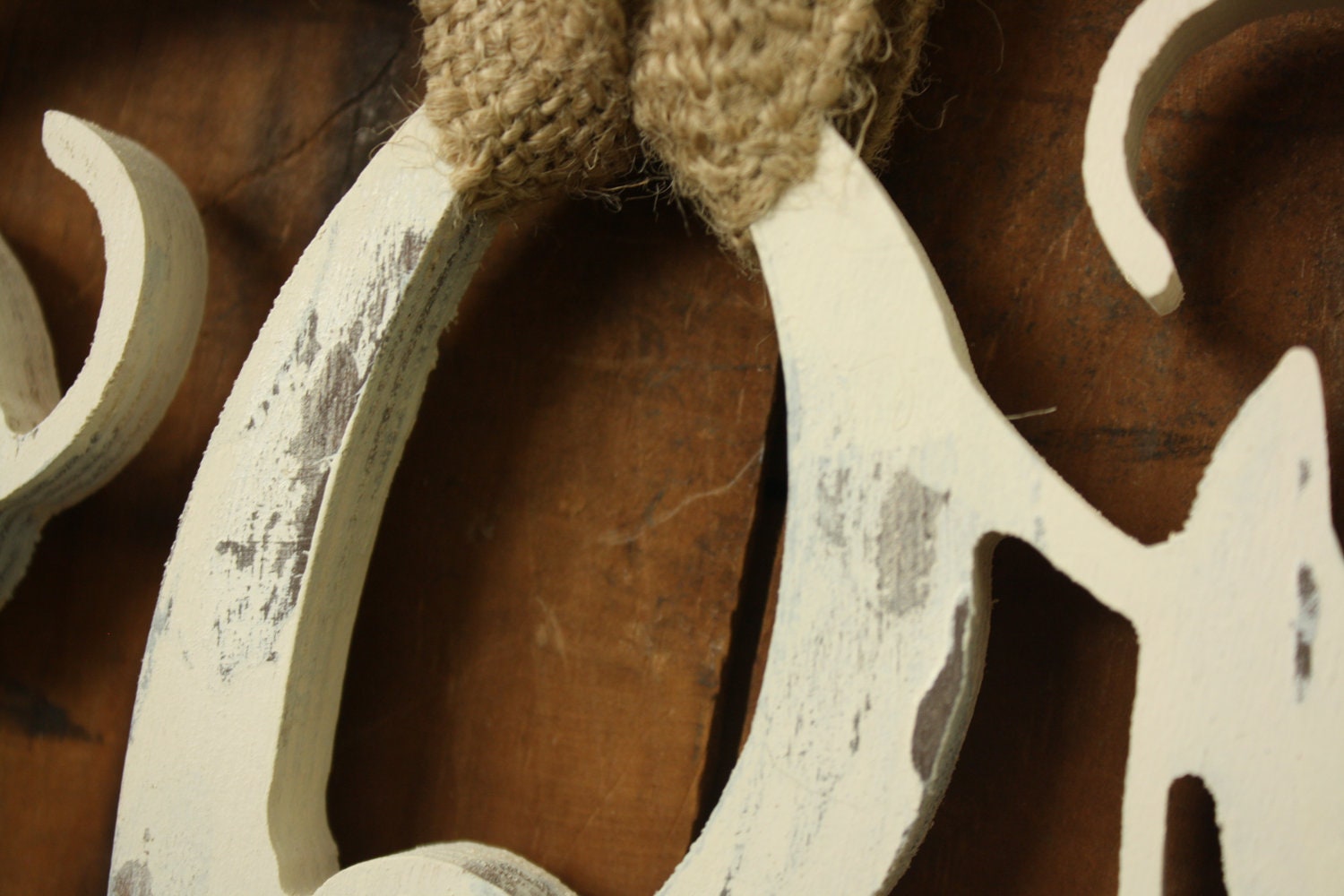 18" Distressed Wood Vine Monogram wreath Shabby chic wedding 18 INCH