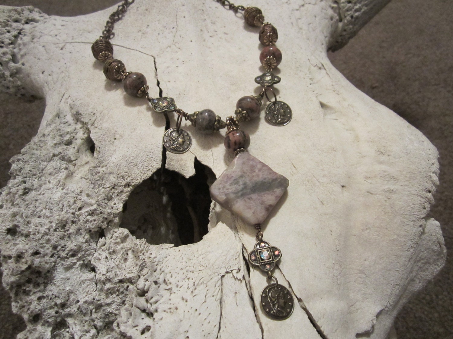 Boho jewelry,brass jewelry,western,art deco jewelry,agate necklace,jasper, beaded jewelry,stone gypsy artisan jewelry
