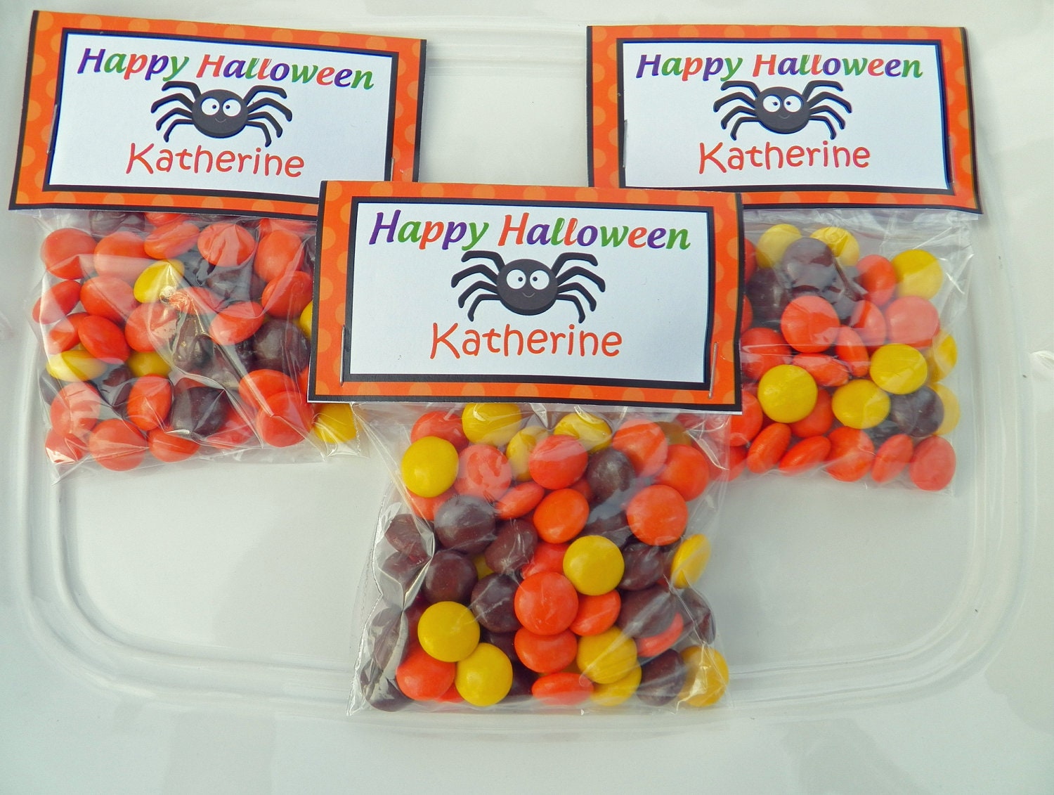 Personalized Halloween Bag Toppers, Tent Style Labels Printable - Spider Fun Il_170x135