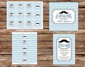 Printable Chevron Little Man Baby Shower Party Package