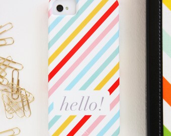 Personalized iPhone 5 or 4 Case - Multicolor Neapolitan Stripe