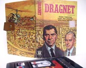 Just the Facts Kindle Case Upcycled from Vintage Dragnet Book, with Retro Brown Gold White Padding Inside
