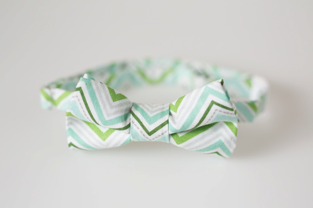Toddler Bowtie - Blue and Green Chevron