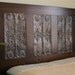 Queen Headboard Made From Reclaimed Door and Paired with Victorian Ceiling Tin