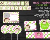 Mod Monkey Party Extras Package Digital Files YOU-PRINT Il_170x135