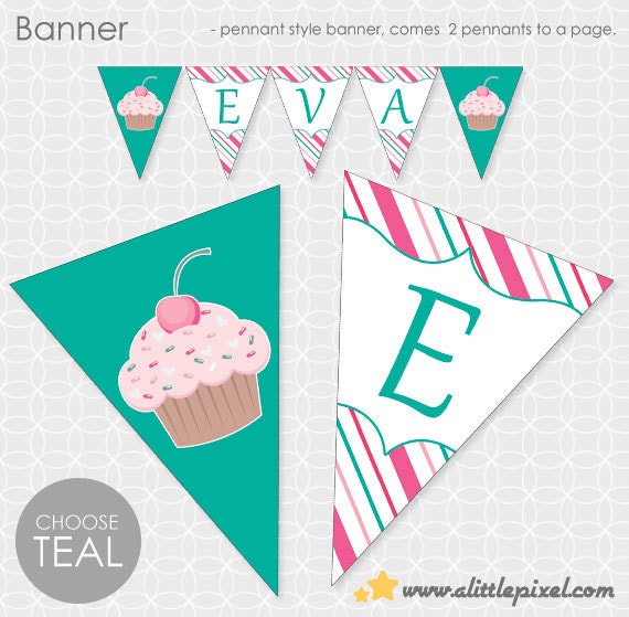 Cupcake Party Banner - Personalized Printable Il_570xn