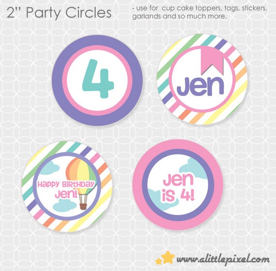 Up Up and Away Party Circles - Personalized Printable Il_570xn