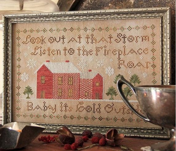 cross stitch pattern : baby its cold outside heartstring samplery Christmas winter counted cross stitch diy