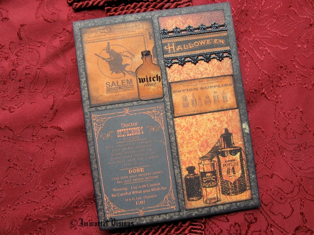 Gothic Halloween Greeting Card - Witches Potions