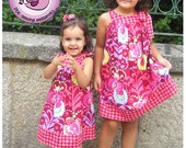 Pink Dress - pillowcase style  - 12 months to 8 years - PDF Pattern and Instructions - easy sew FREE Shipping