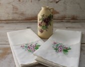 Tuscan Decoro Pottery Pitcher and Two Tea Towels- Purple Color