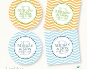 Chevron Wedding Custom Water Bottle Labels AND 2" Circles - Printable