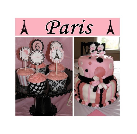DIY Paris Birthday Collection PRINTABLE Party Deluxe Package pink black Il_570xn