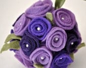 Handmade Ornament  - Violet Purple Felt Rose Flower Holiday Christmas Ball with Green Accent  - "Splendidly Sara"