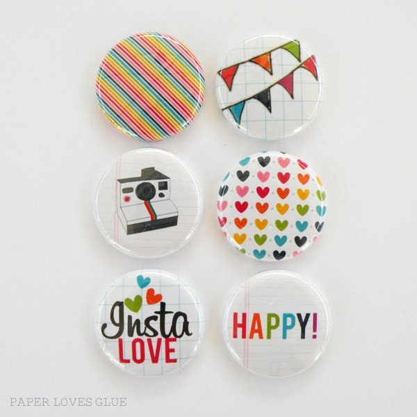 Color Me Happy - Set of 6 Flair Buttons