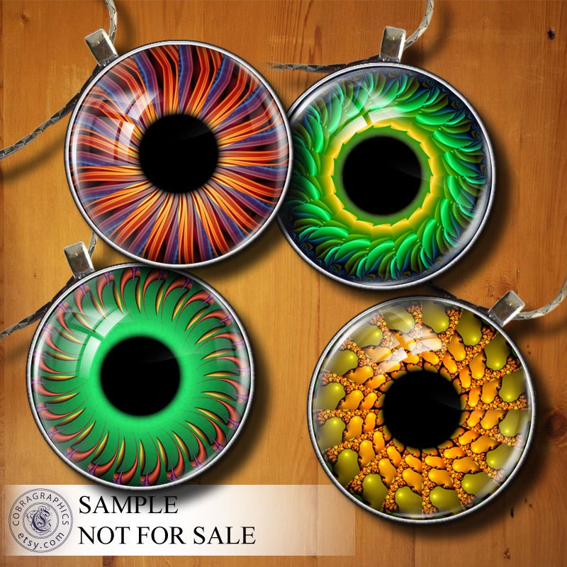 Fractal Eyes I - 2 Digital Collage Sheets CG-590 -1.5 inch (or smaller) circles for Scrapbooking, Resin, Glass Pendants, Bottle Caps