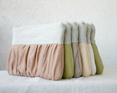 9 Bridal bridesmaids linen clutch pleated Ruched  linen choose your colour