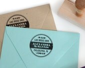 Custom return address stamp PAINT CAN DESIGN with wood handle