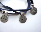 Hand Stamped SSK, purl, k2tog Leather Wrap Jewelry - Knitter Jewelry