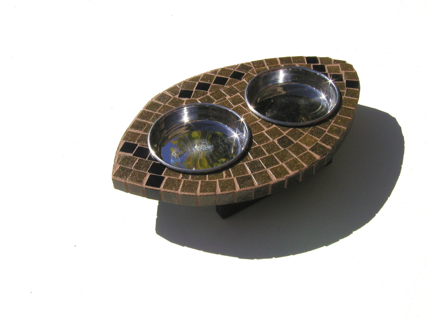 Mosaic Football Diner, football dog feeder, elevated small dog or cat station