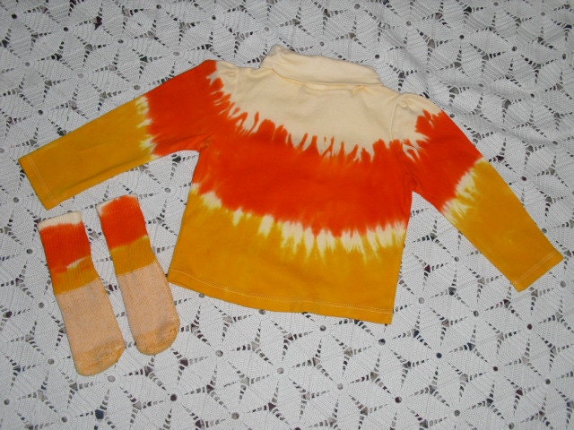 Tie dye shirts, 18 month or 24 month (you choose the size), long sleeve turtle neck, CANDY CORN - Instant Halloween Costume