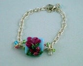 Blue and Pink Flower Bracelet by Michelle