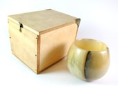 Vintage ORIGINAL Rare Carl Aubock Big Modernist Natural Stone Carved Cup and Original Wooden Box