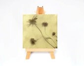 Small Painting Silouhette Paintings Leaves Flowers & Prairie Grass Metallic Gold and Brown Painting Original Painting on Canvas 6x6 Day 6