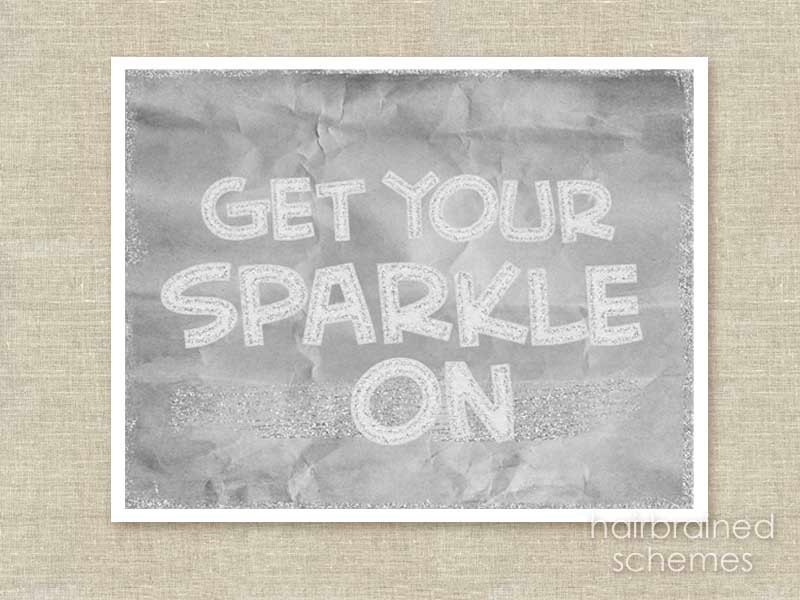 Digital Art Print Get Your Sparkle On Silver Glitter Digital Typography Art Print Christmas Typographic Poster