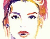 SALE Portrait Watercolor figure illustration, girl, fashion woman
