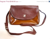 ON SALE NOW Vintage Closeout Sale -  "Liz Claiborne" Burnt Red and Honey Brown Leather Cross Shoulder Bag