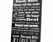 Personalized Family Rules Sign Family 10x18