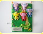 Monkeys Felt Board with 5 monkeys, an alligator and a song