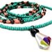 Beaded Layering Necklaces:  Triple Strand Turquoise & Coral, Versatile Everyday Jewelry, Crystal Prism Pendant
