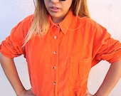 90s orange corduroy buttonup shirt 90 vintage