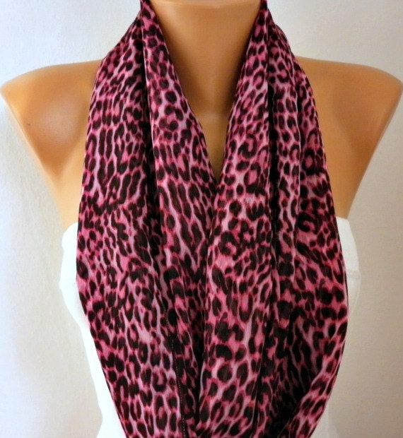 Leopard - Infinity Scarf Shawl Circle Scarf Loop Scarf  Gift -fatwoman
