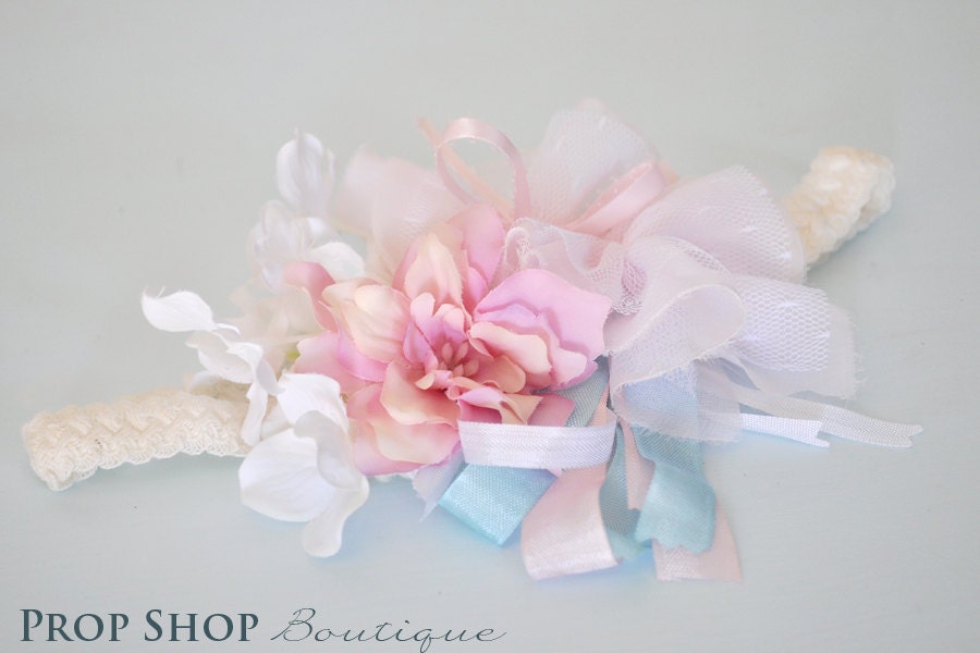 Little Girl's Shabby Chic Flower Headband, Birthday, Special Occasion, Photo Prop Il_170x135
