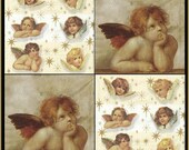 4 Paper Decoupage Napkins - Cherubs/Angels - Use For Crafts, Mixed Media, Scrapbooking, Collage And Altered Art Projects
