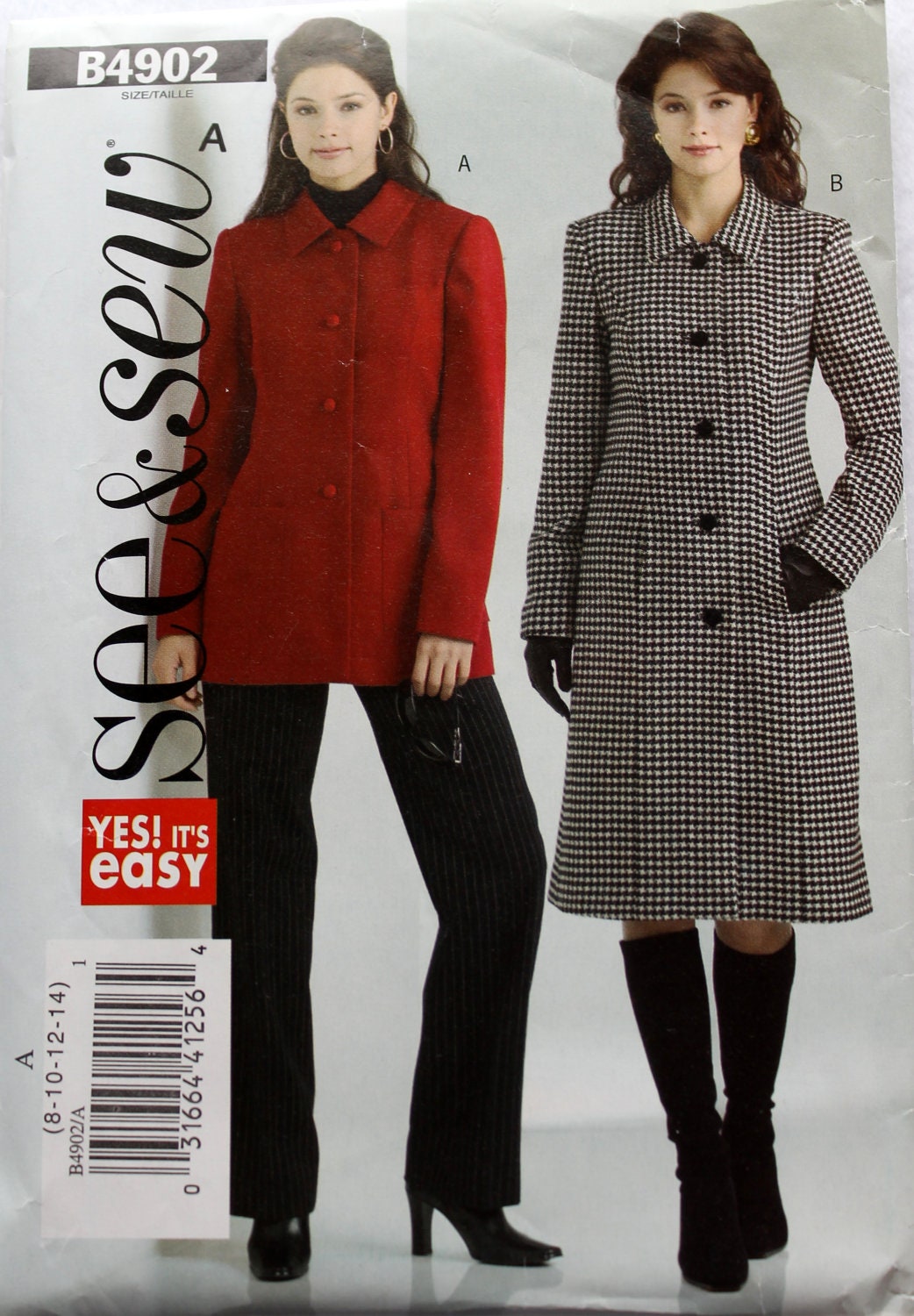 Sew & Sew B4902, Easy Butterick Coat Patterns, New, I Combine Shipping and Refund Overages