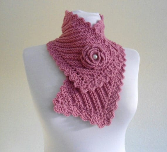 knit collar, Winter fashion, Pink neckwarmers, hand-knitted, new, Unique gift, 2013