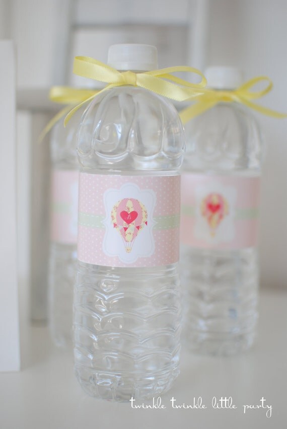 Shabby Chic Hot Air Balloon Baby Shower Water Labels Il_570xn