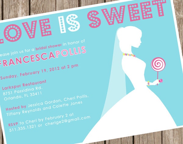 Bridal Shower Invitation - LOVE IS SWEET  - Candy Necklace Shower (deposit)