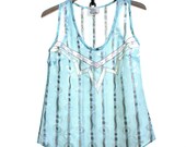 Silk Lace Camisole Top Tank Lingerie / Aquamarine Rainbow Ivory Elephant Vintage Jacquard / Small - Farida Deco Camisole