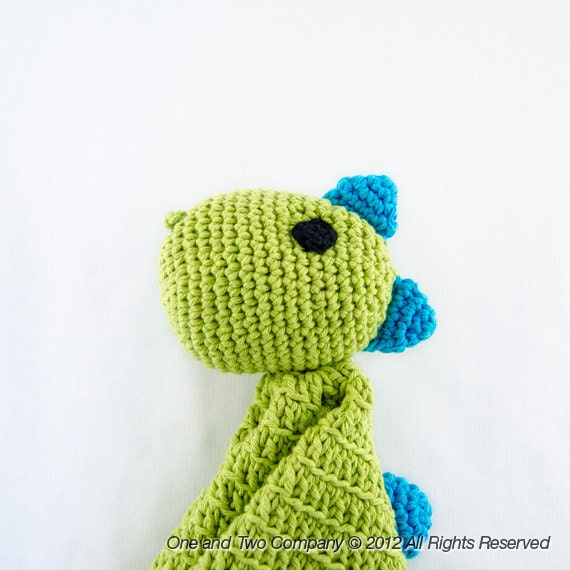 Instant Download - New PDF Crochet Pattern - Dino Security Blanket - Text instructions and SYMBOL CHART instructions