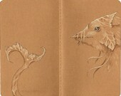 Hand Decorated Moleskine Journal, Fantasy art, Ravendark dragon AN EXAMPLE